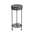 Cast Iron Round Plant Stand w/Bottom Shelf